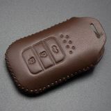 For Honda 3button key cowhide leather case for CRIDER,  for ACCORD,  for JADE,  2014FIT, VEZE with key ring