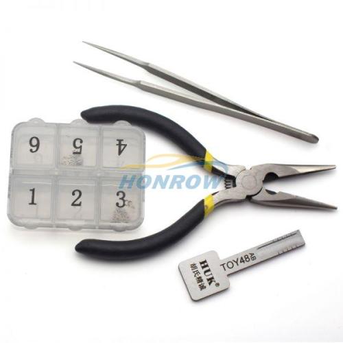 For TOY48 Key model, ajust into a new key, and then use key cutting machine to cut