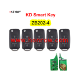 KEYDIY Remote key 4 button ZB202-4 smart key for KD900 URG200 KDX2 KD MAX
