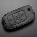 For Skoda 3 button key cowhide learther case.