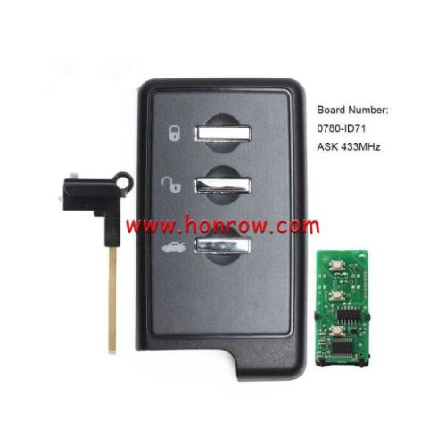 For Subaru 3 button Smart Remote Key Fob ASK 433MHz - ID71 Chip - Board ID: 0780