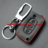 For Peugeot 3 button key cowhide leather case.