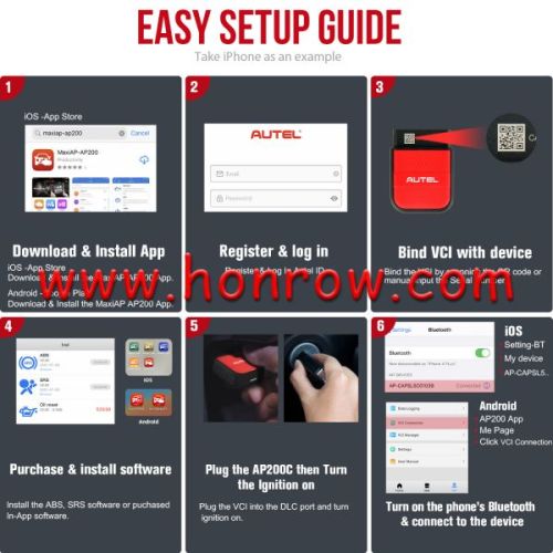 Autel MaxiAP AP200C Wireless OBDII Scan Tool with ABS SRS Oil Reset EPB SAS DPF BMS Throttle for iOS & Android Diagnostics Tool