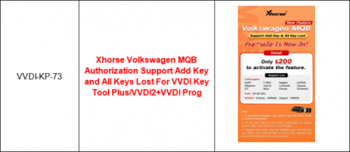 Xhorse for Vw MQB Authorization Support Add Key and All Keys Lost For VVDI Key Tool Plus/VVDI2+VVDI Prog