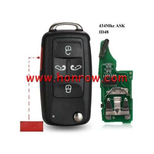 For VW 4+1 button remote key with 434Mhz ID48 chip  FCCID:7N0837202K