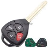 For To corolla 3+1 button remote key with 433mhz with 4D67 chip