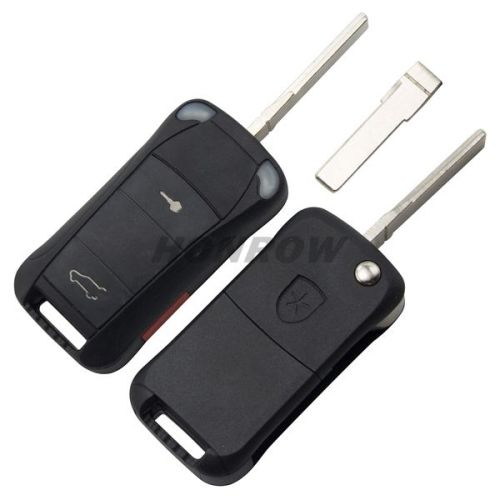 For Por Cayenne 2+1 button flip remote  key blank with red panic