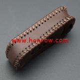 For Chevrolet 3 button key cowhide leather case ,Brown Color.