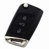 For VW 3 button flip remote key blank with HU66 blade