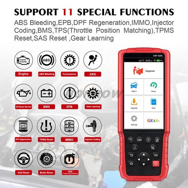 LAUNCH CRP429C OBD2 Scanner ENG ABS Airbag SRS AT diagnostic tool DPF BMS EPB 11 reset service