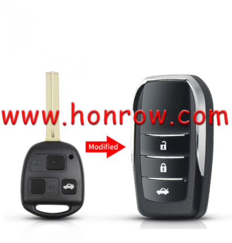 For Toy Land Cruiser Camry Corolla  3 Buttons Modified Flip Car Key Shell with TOY48 blade