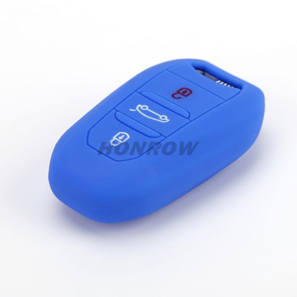 For Peugeot, Citroen 3 button silicon case blue color MOQ:50PCS
