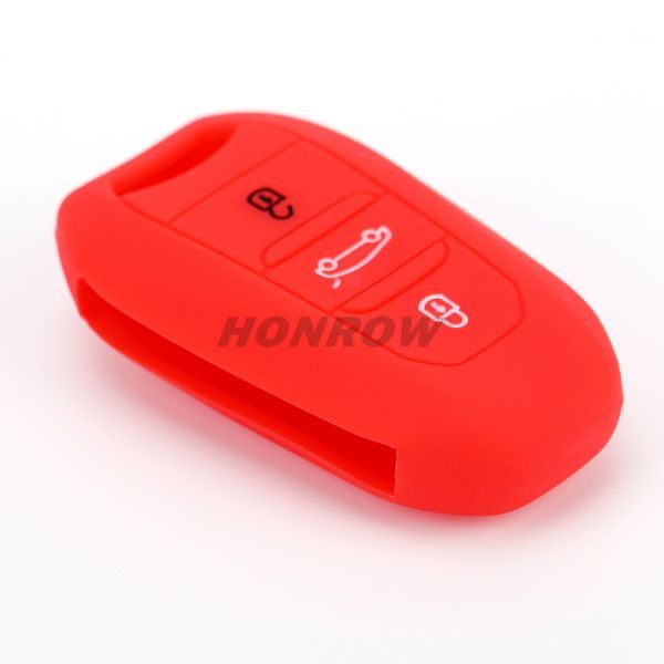 For Peugeot, Citroen 3 button silicon case red color MOQ:50PCS