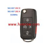 For VW 4+1 button remote key with 315Mhz ID48 chip  FCCID:561837202D