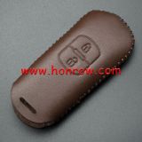For Mazda 2 button key cowhide leather case for Maz3 Brown Color