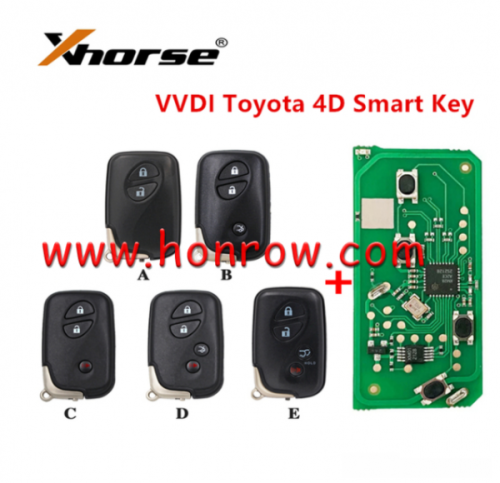 Xhorse VVDI Smart Remote Car Key 4D PCB Board For Toyota Support 0111/0140/3370/5290/A433/F433/6601/6630 312/314.3/315/433.92Mhz Car Models（please choose the key shell style）