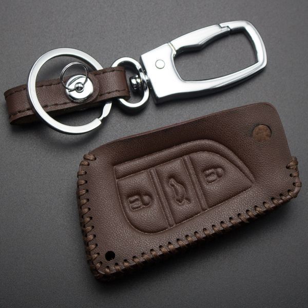 For Toyota 3 button key cowhide leather case for COROLLA, for Rezi, 13RAV4.