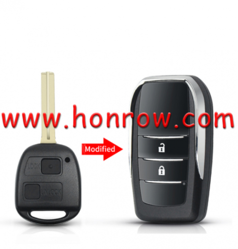 For Toy Land Cruiser Camry Corolla  2 Buttons Modified Flip Car Key Shell with TOY48 blade