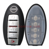 For Nissan 4+1 button remote key blank with emergency blade
