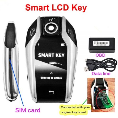 Universal Smart Remote Car key with LCD Screen keyless function for all original keys with one button start function,can put SIM card