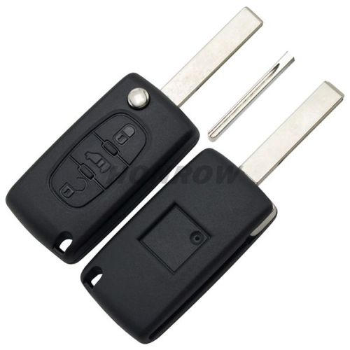 For Fi 3 buton flip remote key blank with battery place HU83 blade