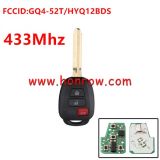 For Toyota 3 button remote key with 433Mhz H chip FCCID:GQ4-52T/HYQ12BDS