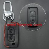 For Peugeot 2 button key cowhide leather case.