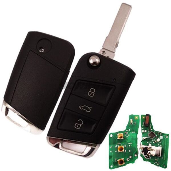 KYDZ For VW MQB platform 3 button flip remote key unkeyless-go with ID48 chip-434mhz & HU66 blade