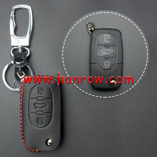 For Audi 3 button key cowhide leather case.