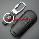 For Mazda 2 button key cowhide leather case for Maz3  .Black Color