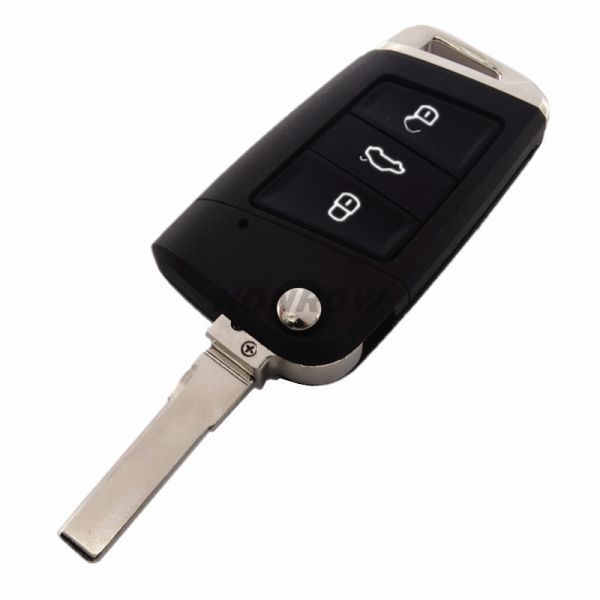 For VW 3 button flip remote key blank with HU66 blade