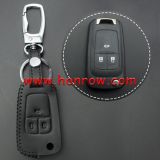 For Chevrolet 3 button key cowhide leather case Black Color.