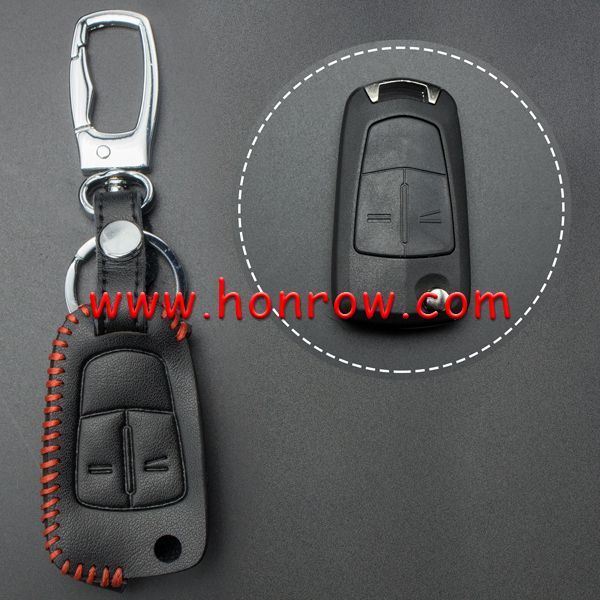 For Opel 2 button key cowhide leather case