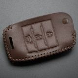 For Kia 3button key cowhide leather case fo K4.