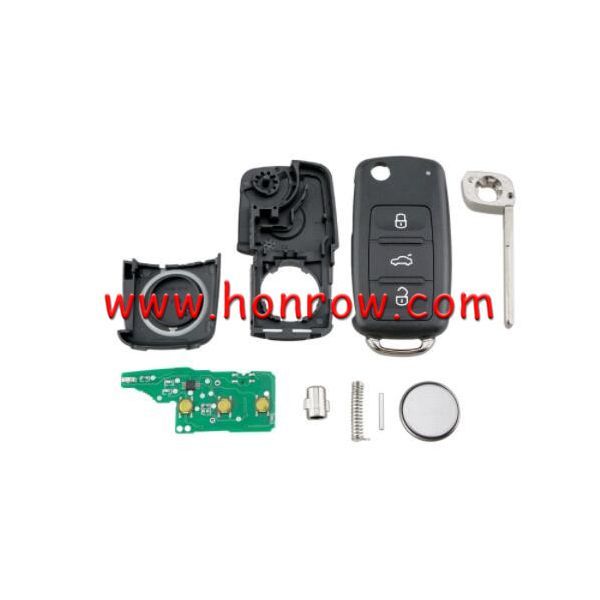 For VW MQB 3 button remote key  with Megamos AES / ID88 chip ASK 433Mhz  FCCID: 5K0837202DH 5K0837202BH