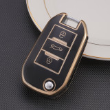 Gold TPU Car Key Cover For  Peugeot  Key Protect Case