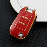 Gold TPU Car Key Cover For  Peugeot  Key Protect Case