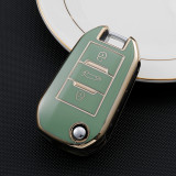 Gold TPU Car Key Cover For  Peugeot  Key Protect Case