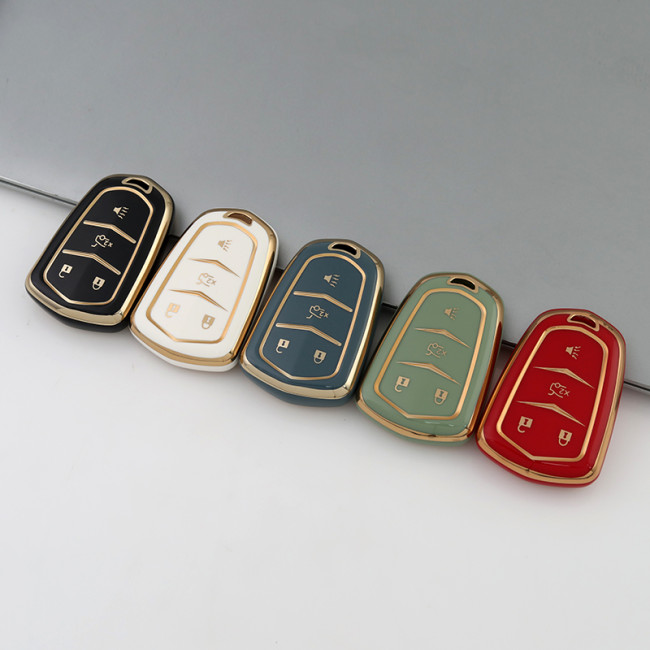 Gold TPU Car Key Cover For  Cadillac  Key Protect Case