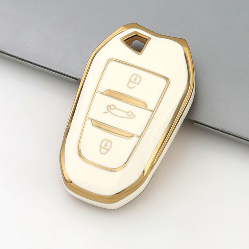Gold TPU Car Key Cover For  Peugeot  Key Protect Case