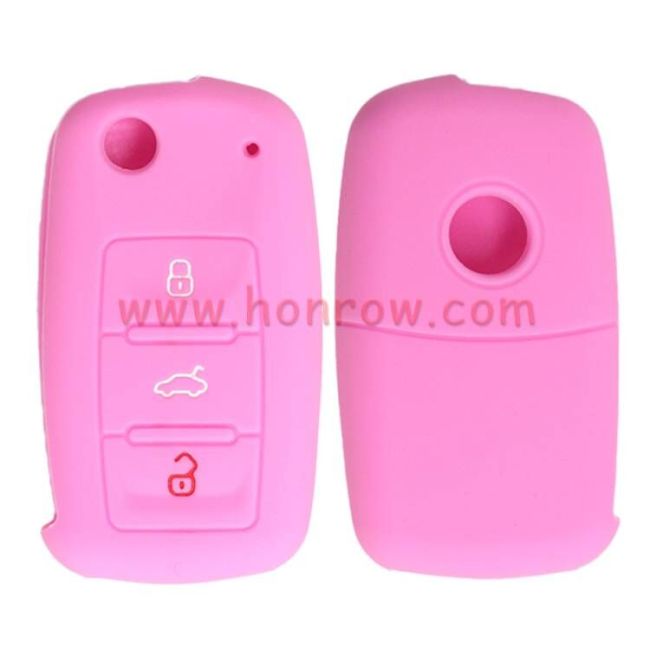 For VW 3 button silicon case (pink color, MOQ:5PCS)