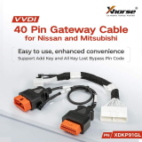 Xhorse VVDI XDKP91GL 40pin gateway cable for nissan and Mitsubishi easy to Use,enhanced convenience support add key and all key lost bypass pin code. Support Device:  Key tool plus/  key tool max pro