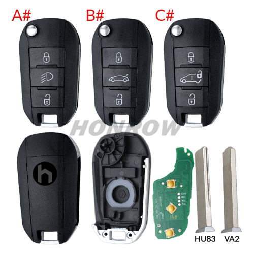 For Citroen 3 Button Remote Key with 433MHz and HITAG AES 4A Chip