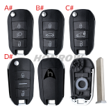 For Citroen 3 button Remote Flip Car Key Shell with VA2 blade