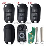 For Peugeot 3 Button Remote Key with 433MHz and HITAG AES 4A Chip without lg