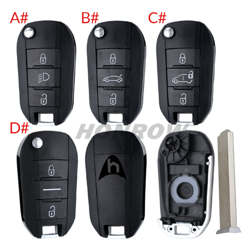 For Peugeot 3 button remote key blank with VA2 blade