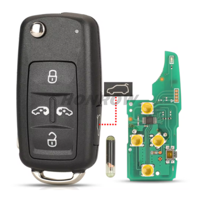 For VW 4+1 button remote Key with  48 chip 433mhz FCCID: 7N0837202AC