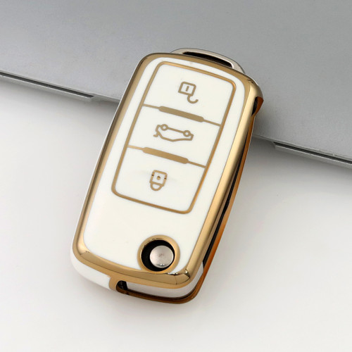 Gold TPU Car Key Cover For   Volkswagen  Key Protect Case