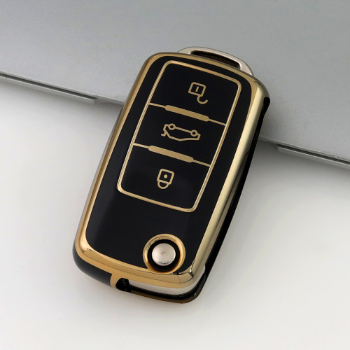Gold TPU Car Key Cover For   Volkswagen  Key Protect Case