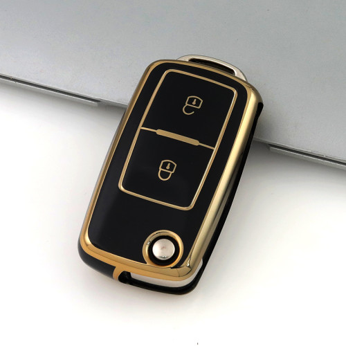 Gold TPU Car Key Cover For  Volkswagen  Key Protect Case